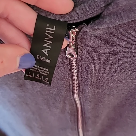 ANVIL lightweight pockets and hood sz L navy blue - Picture 2 of 4